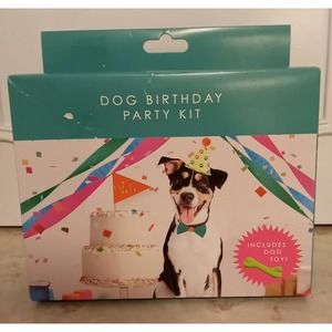 Dog Birthday‎ Party Kit with Silicone Dog Toy Bone Pawty Hat Banner and Confetti